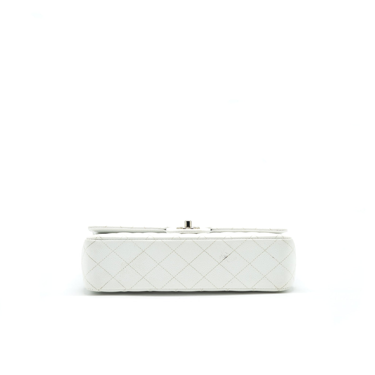 CHANEL MEDIUM CLASSIC DOUBLE FLAP BAG CAVIAR WHITE SHW
