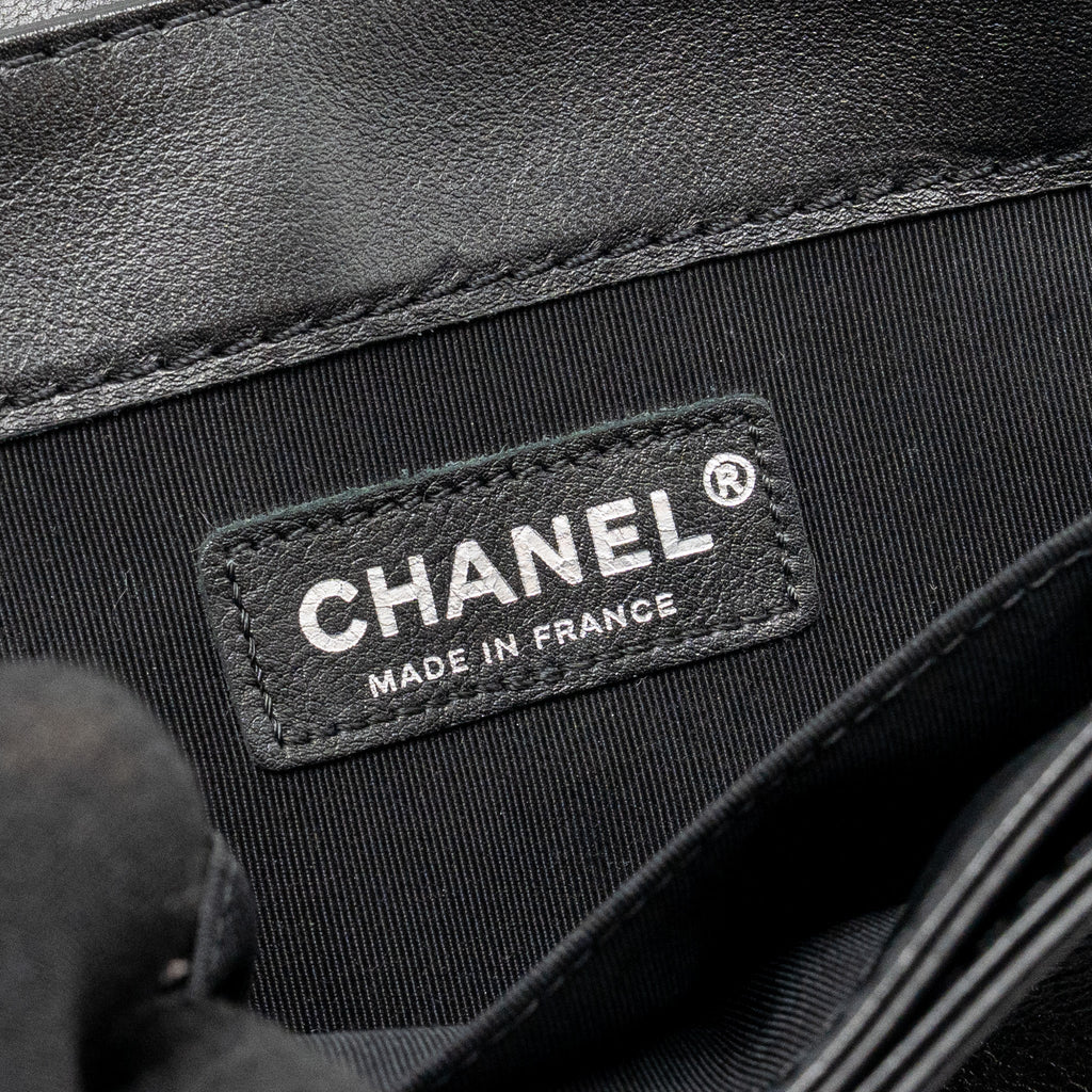 CHANEL MULTI CHAIN BOY BAG CALFSKIN/TWEED BLACK SHW