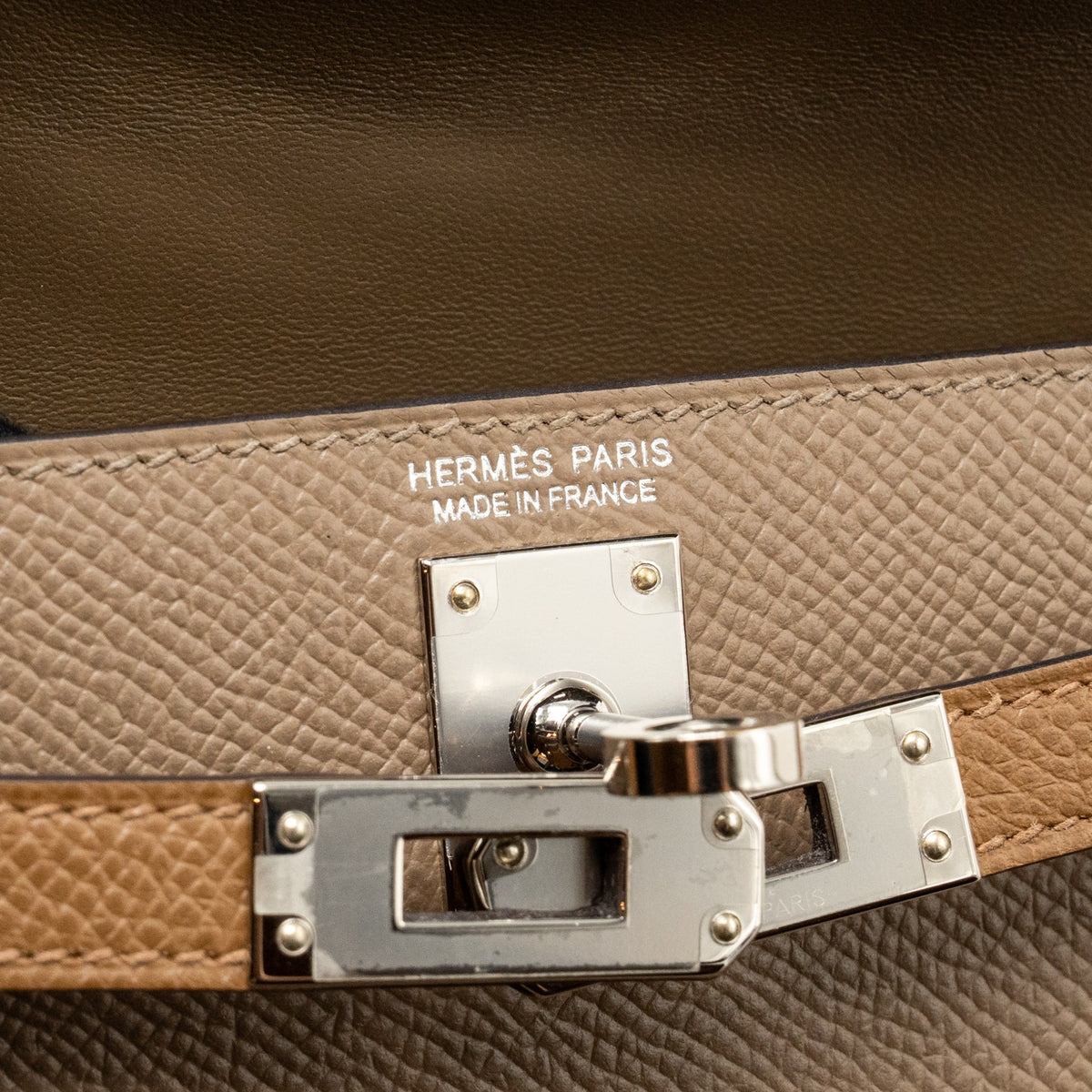 Hermes Mini Kelly II Epsom Etoupe/ Alezan/ Biscuit SHW