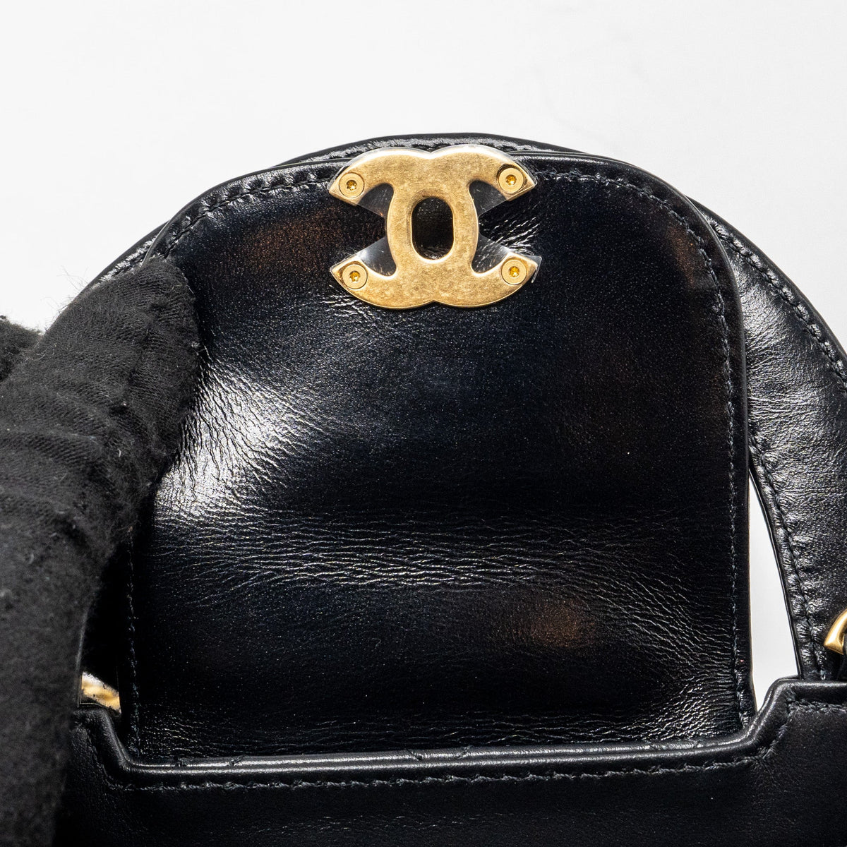 CHANEL 24P MINI SHOPPING TOTE CALFSKIN BLACK GHW (MICROCHIP)