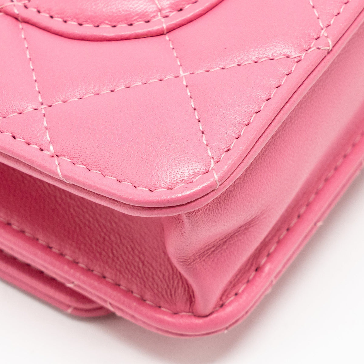 CHANEL PEARL CRUSH WALLET ON CHAIN LAMBSKIN PINK GHW
