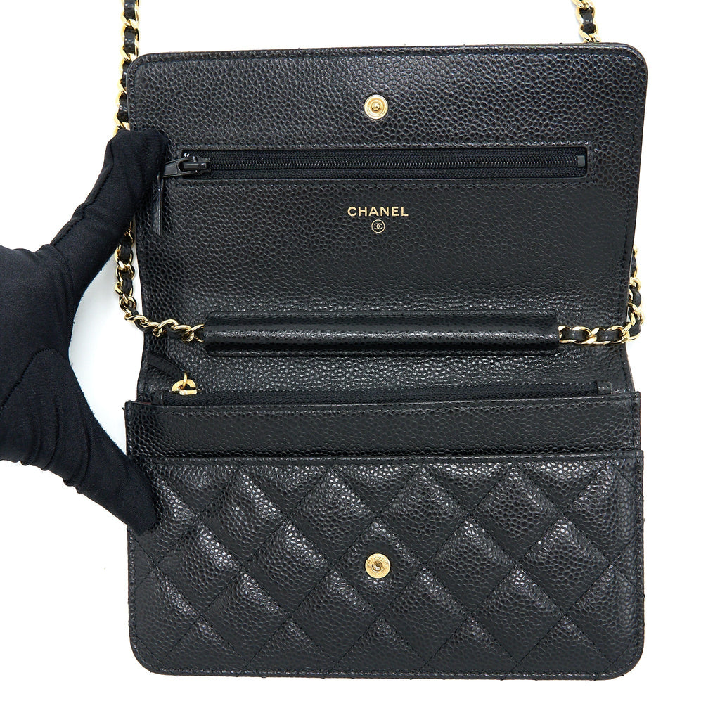 CHANEL CLASSIC WALLET ON CHAIN CAVIAR BLACK GHW