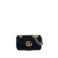 GUCCI MINI MARMONT FLAP BAG VELVET BLACK