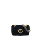 GUCCI MINI MARMONT FLAP BAG VELVET BLACK