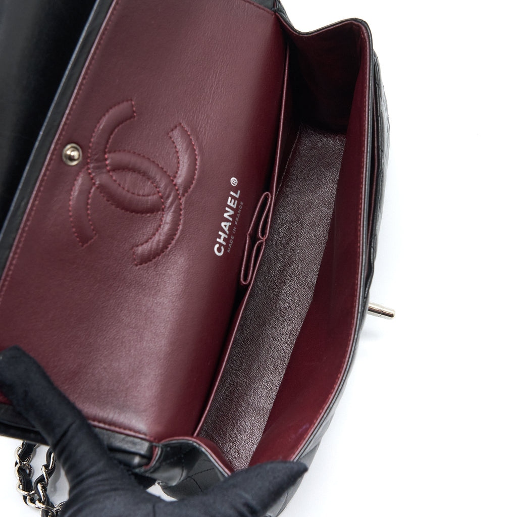 CHANEL MEDIUM CLASSIC DOUBLE FLAP BAG LAMBSKIN BLACK SHW