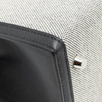 HERMES KELLY 28 SELLIER TOILE H / SWIFT ECRU - BLACK / BLACK SHW