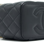 CHANEL 22A PEARL CRUSH LONG VANITY WITH CHAIN LAMBSKIN BLACK BRUSHED GHW (MICROCHIP)