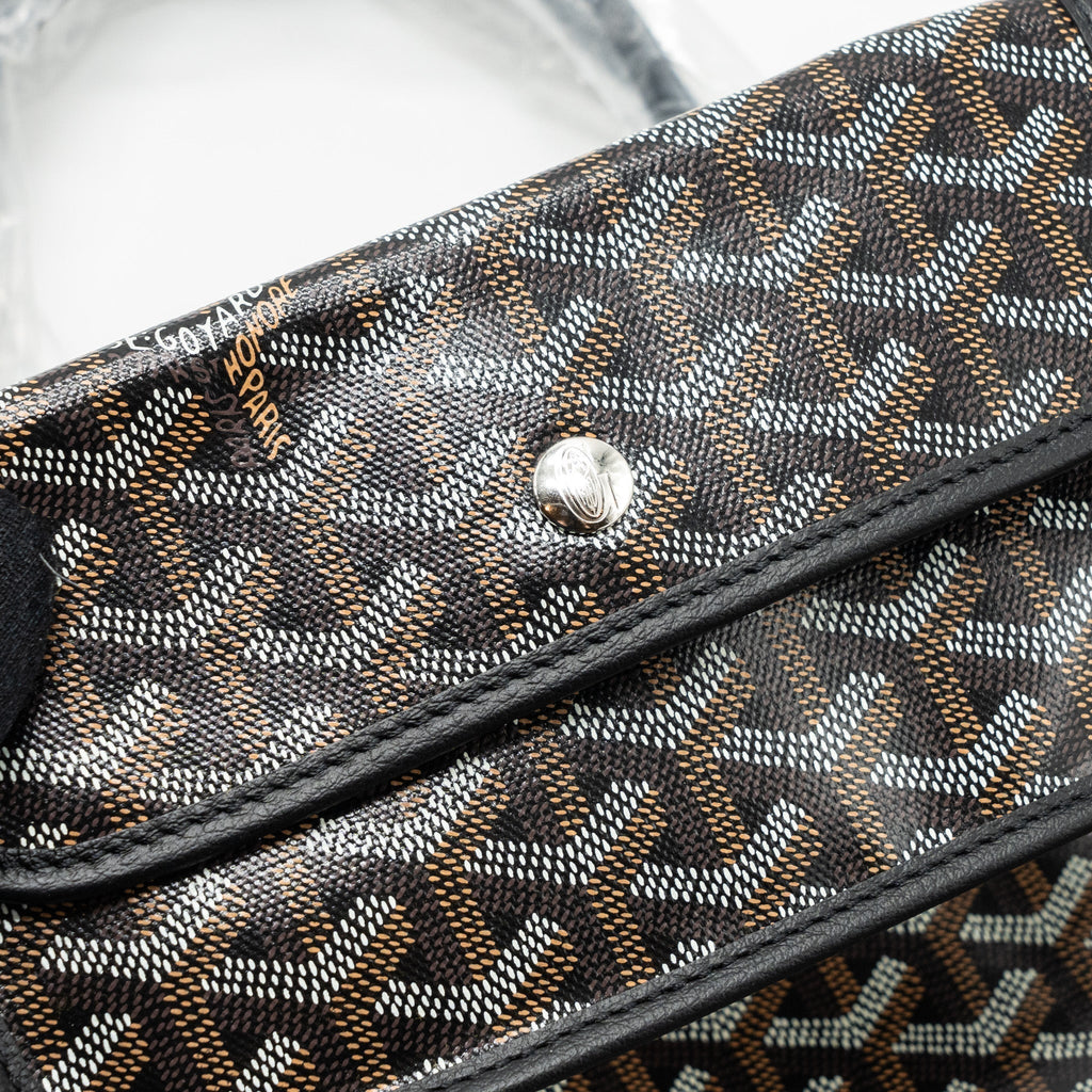 GOYARD SAINT LOUIS PM TOTE BAG GOYARDLINE CANVAS BLACK SHW