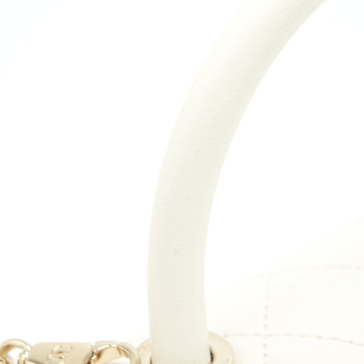 CHANEL SMALL COCO HANDLE CAVIAR WHITE LGHW (MICROCHIP)