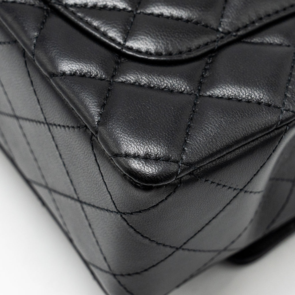 CHANEL MINI RECTANGULAR FLAP BAG LAMBSKIN BLACK LGHW (MICROCHIP)