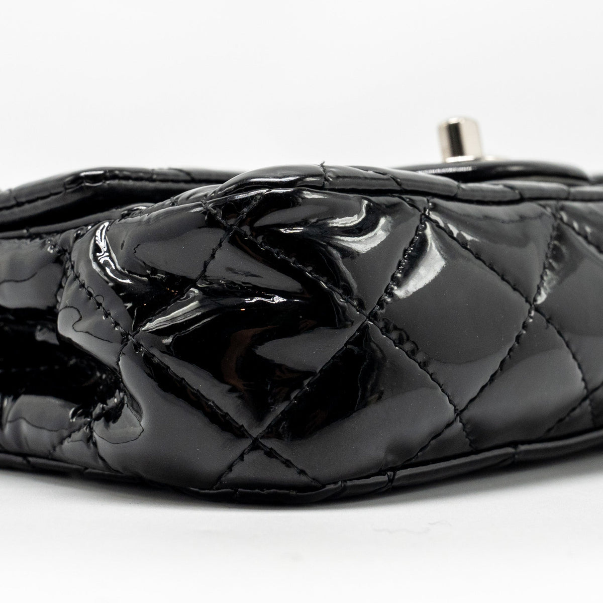 CHANEL CC MINI FLAP BAG PATENT BLACK SHW