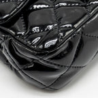 CHANEL CC MINI FLAP BAG PATENT BLACK SHW
