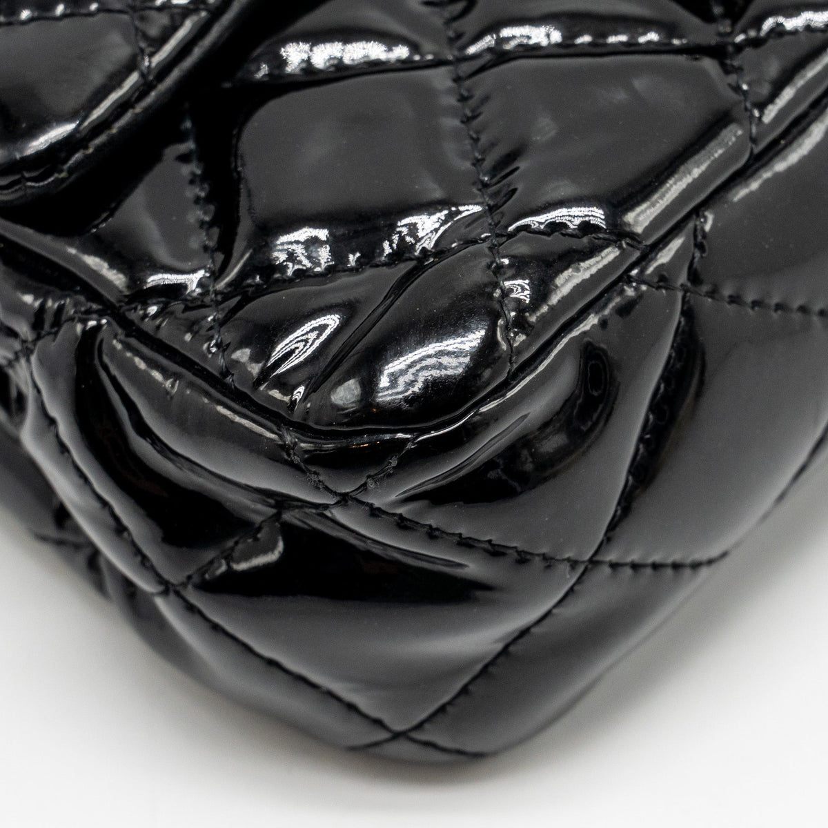 CHANEL CC MINI FLAP BAG PATENT BLACK SHW