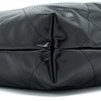 CHANEL MEDIUM 22 BAG GOLD LETTER SHINY CALFSKIN BLACK GHW (MICROCHIP)