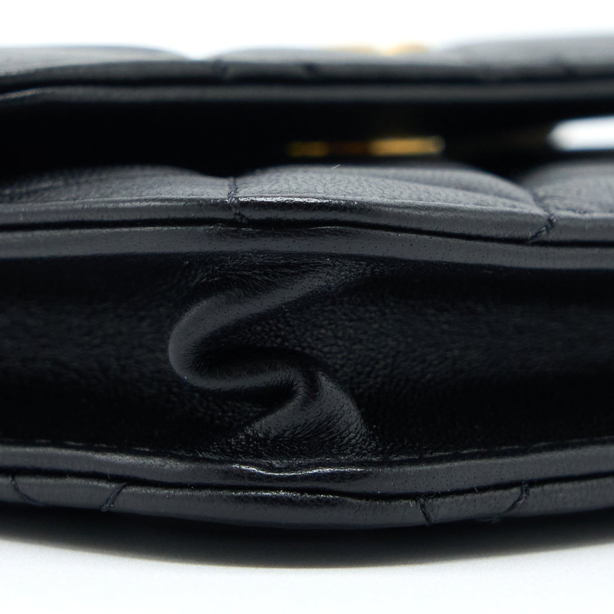 CHANEL PEARL CRUSH MINI FLAP BELT BAG LAMBSKIN BLACK BRUSHED GHW