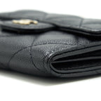 CHANEL CLASSIC CARD HOLDER WITH CHAIN CAVIAR BLACK LGHW