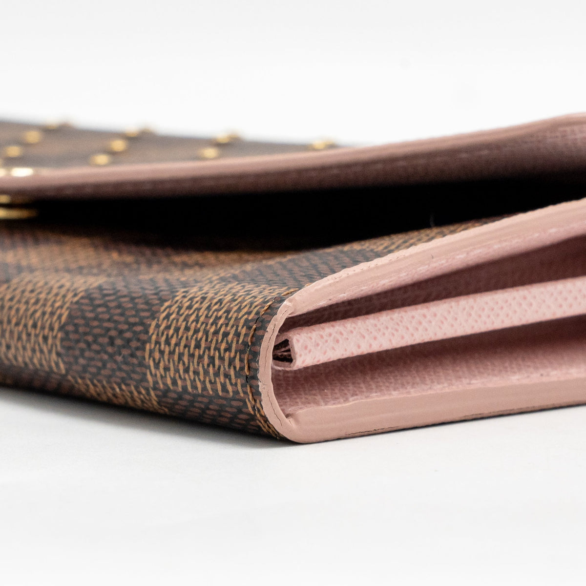 Louis Vuitton Sarah Portefeuille Long Wallet Damier Ebene Canvas Pink GHW
