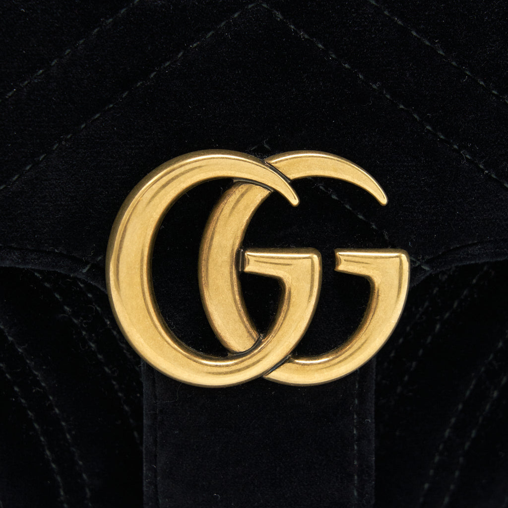 GUCCI MINI MARMONT FLAP BAG VELVET BLACK