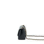 CHANEL MINI SQUARE FLAP BAG LAMBSKIN BLACK GHW (MICROCHIP)