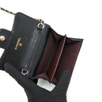 CHANEL CLASSIC CARD HOLDER WITH CHAIN CAVIAR BLACK LGHW