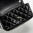 CHANEL CC MINI FLAP BAG PATENT BLACK SHW