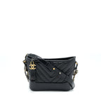 CHANEL CHEVRON SMALL GABRIELLE HOBO BAG BLACK MULTICOLOUR HARDWARE