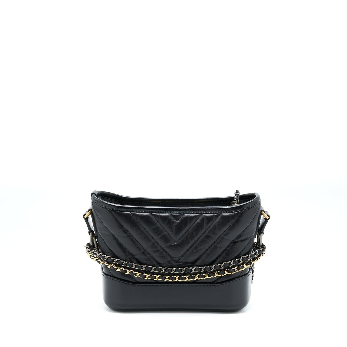 CHANEL CHEVRON SMALL GABRIELLE HOBO BAG BLACK MULTICOLOUR HARDWARE