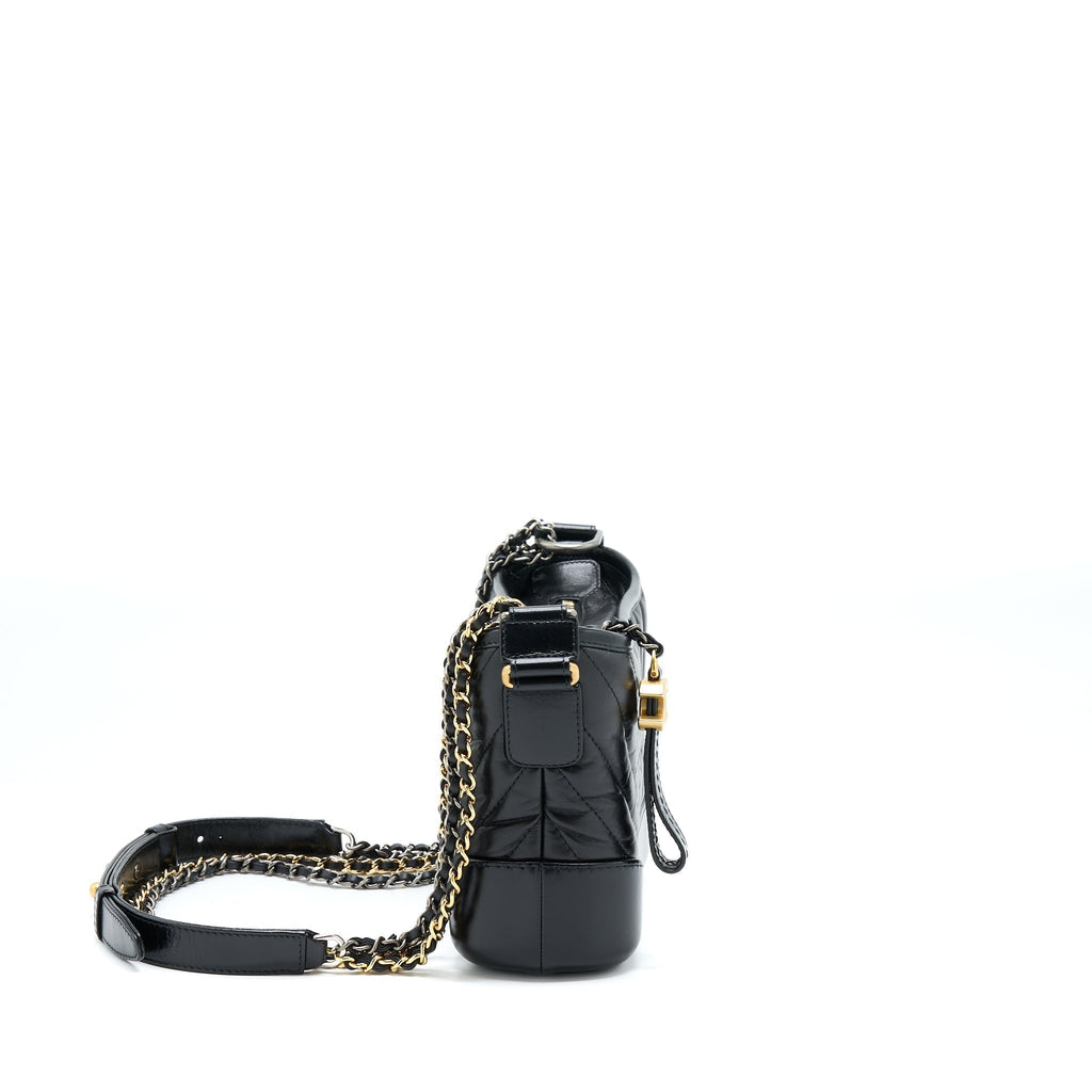 CHANEL CHEVRON SMALL GABRIELLE HOBO BAG BLACK MULTICOLOUR HARDWARE