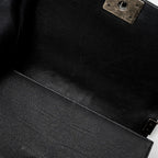 CHANEL MEDIUM BOY BAG GRAINED CALFSKIN BLACK RUTHENIUM HARDWARE