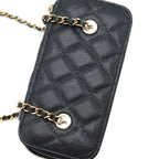 CHANEL LONG VANITY WITH CHAIN CAVIAR BLACK LGHW (MICROCHIP)