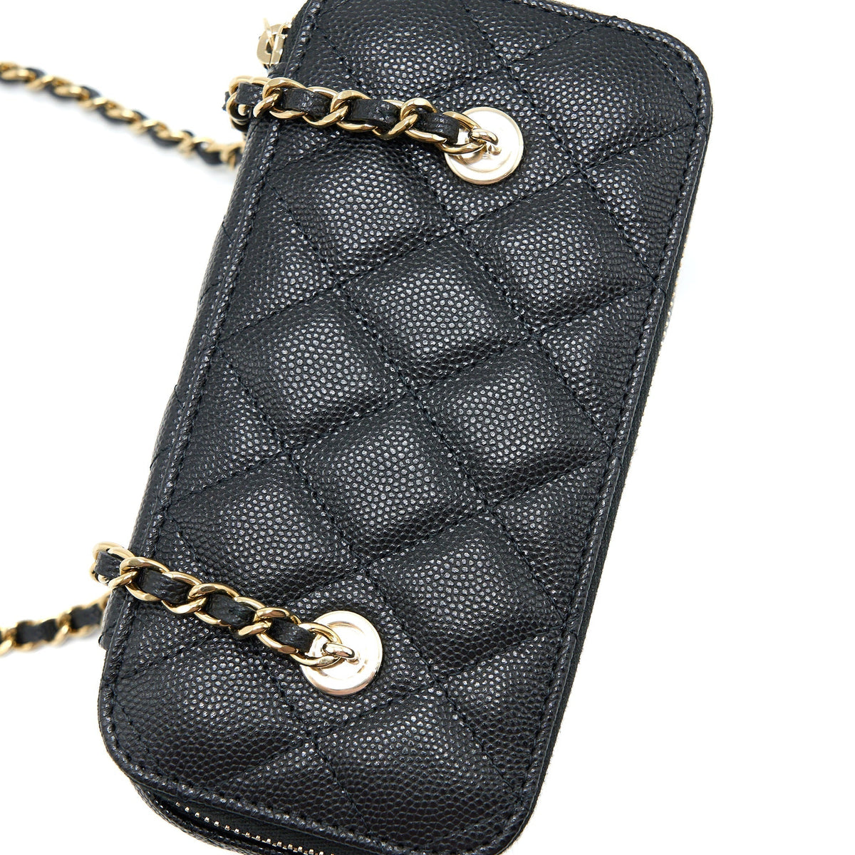 CHANEL LONG VANITY WITH CHAIN CAVIAR BLACK LGHW (MICROCHIP)