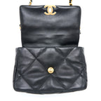 CHANEL SMALL 19 BAG LAMBSKIN BLACK MULTICOLOUR HARDWARE