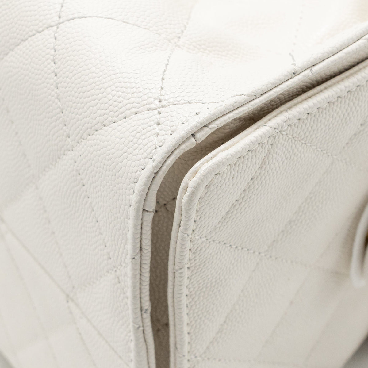 Chanel Small 25 Bag Caviar White GHW (Microchip)