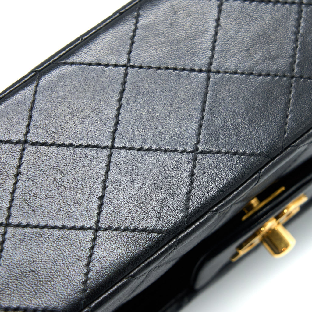 CHANEL VINTAGE SMALL CLASSIC DOUBLE FLAP BAG LAMBSKIN BLACK GHW
