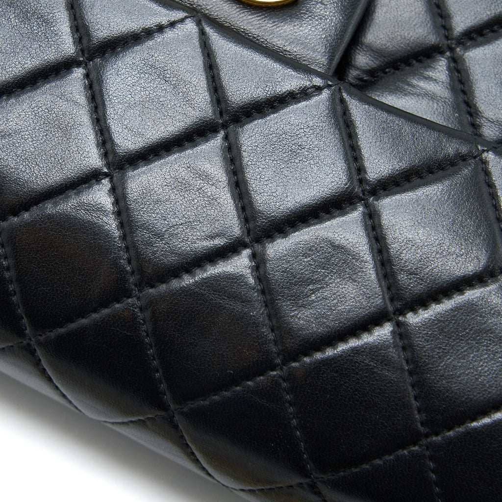 CHANEL VINTAGE SMALL CLASSIC DOUBLE FLAP BAG LAMBSKIN BLACK GHW