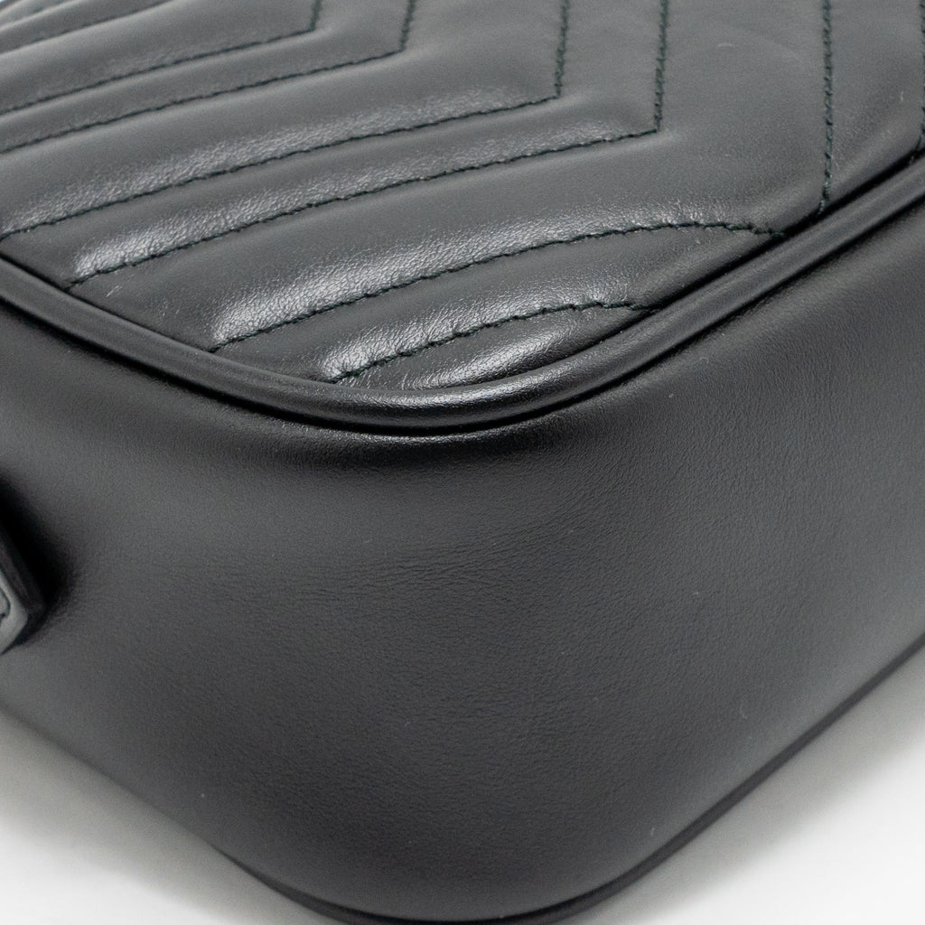Gucci Small GG Marmont Camera Bag Matelasse Chevron Leather Black GHW