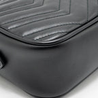 Gucci Small GG Marmont Camera Bag Matelasse Chevron Leather Black GHW