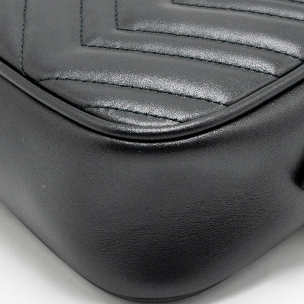 Gucci Small GG Marmont Camera Bag Matelasse Chevron Leather Black GHW