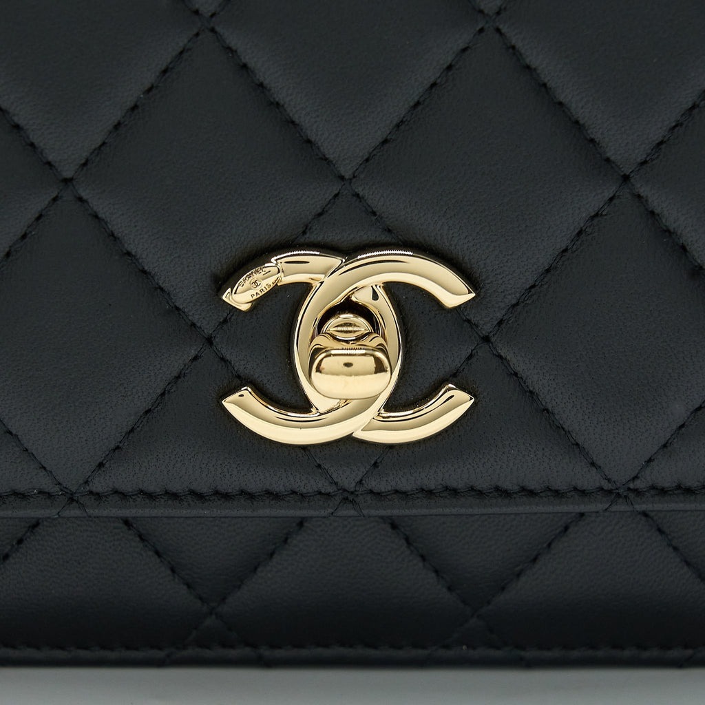 CHANEL TRENDY CC WALLET ON CHAIN LAMBSKIN BLACK GHW