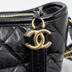 CHANEL SMALL GABRIELLE HOBO BAG AGED CALFSKIN BLACK MULTICOLOURED HARDWARE