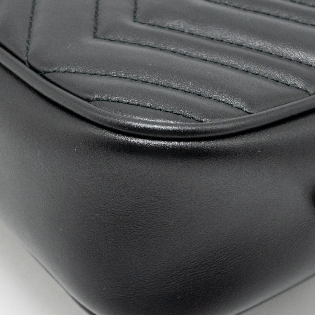 Gucci Small GG Marmont Camera Bag Matelasse Chevron Leather Black GHW