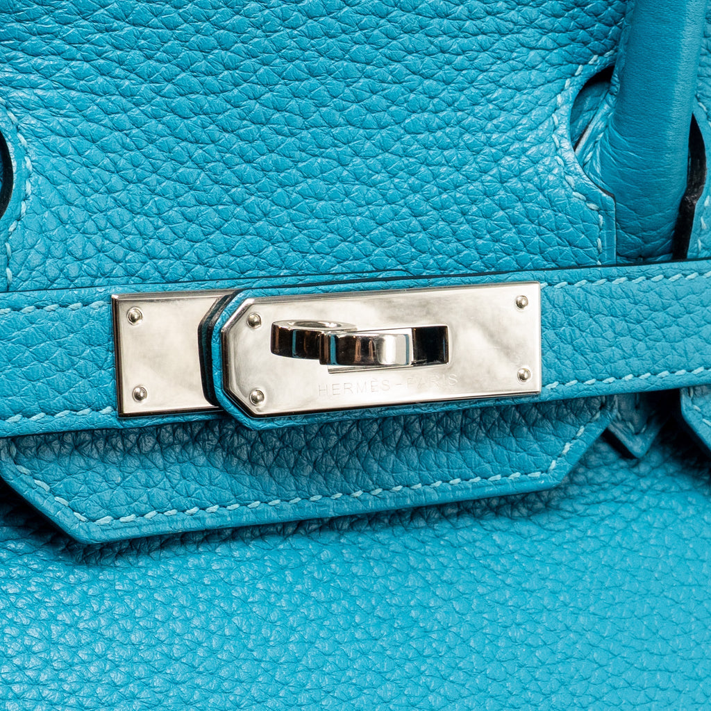 Hermes Birkin 30 Clemence Blue Paon SHW