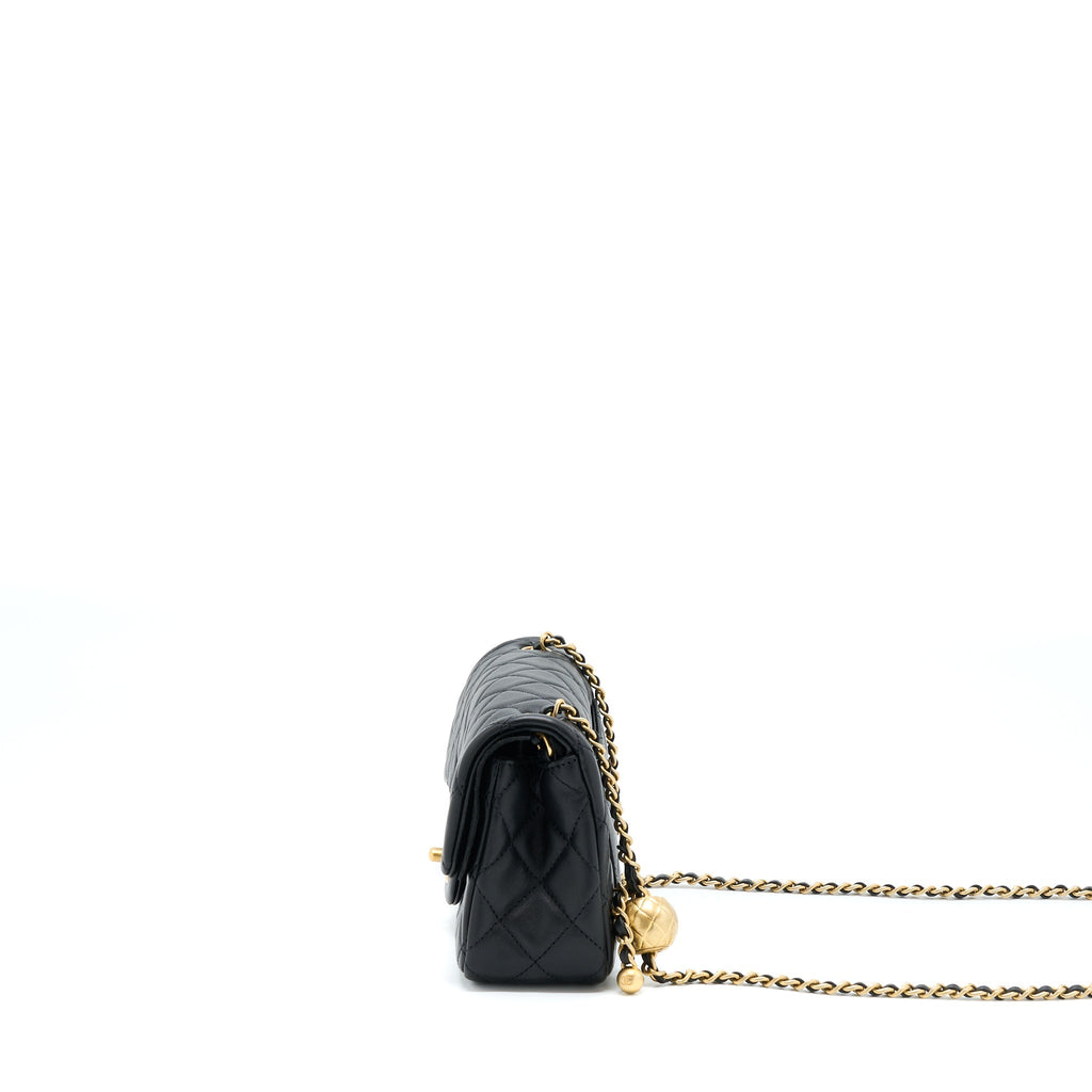 CHANEL PEARL CRUSH MINI RECTANGULAR LAMBSKIN BLACK WITH GHW (MICROCHIP)