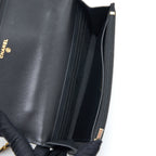 CHANEL DETAILED TOP HANDLE WALLET ON CHAIN LAMBSKIN BLACK BRUSHED GHW (MICROCHIP)