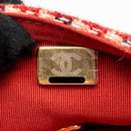 Chanel 24n Grand Sac Hobo Bag Houndstooth Tweed Red GHW (microchip)