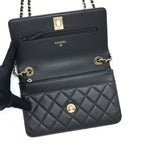 CHANEL TRENDY CC WALLET ON CHAIN LAMBSKIN BLACK GHW