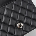 CHANEL MINI SQUARE FLAP BAG LAMBSKIN BLACK SHW