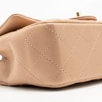 CHANEL MINI RECTANGULAR FLAP BAG LAMBSKIN DARK BEIGE LGHW (MICROCHIP)