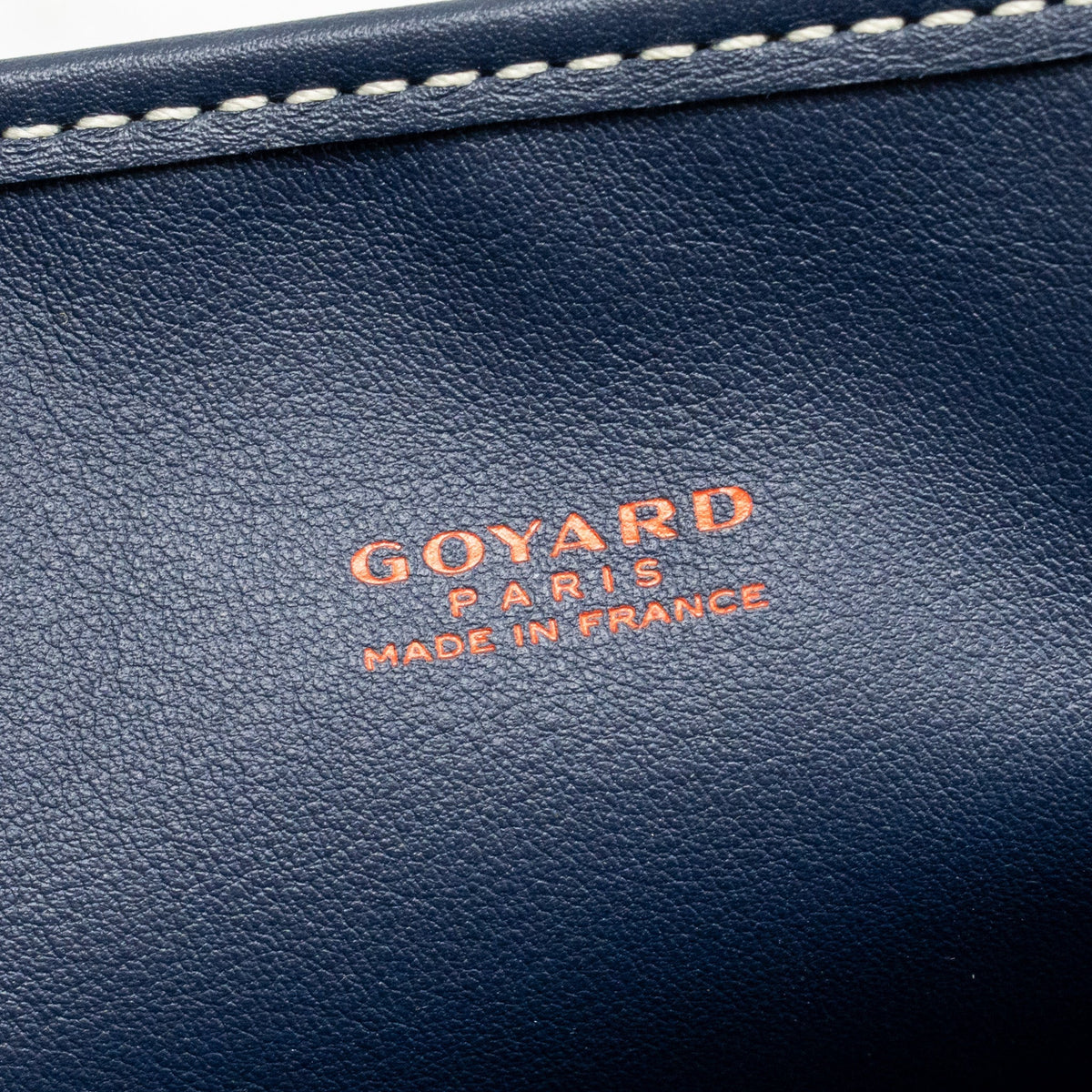 Goyard Mini Anjou Tote Bag Goyardine Canvas/Calfskin Bleu Marine SHW