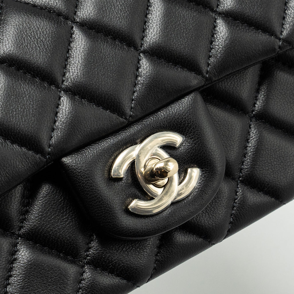 CHANEL MINI RECTANGULAR FLAP BAG LAMBSKIN BLACK LGHW (MICROCHIP)